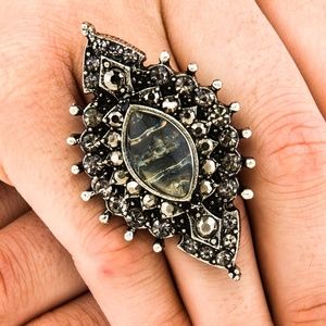 Silver Statement Ring w/ Gray Stones